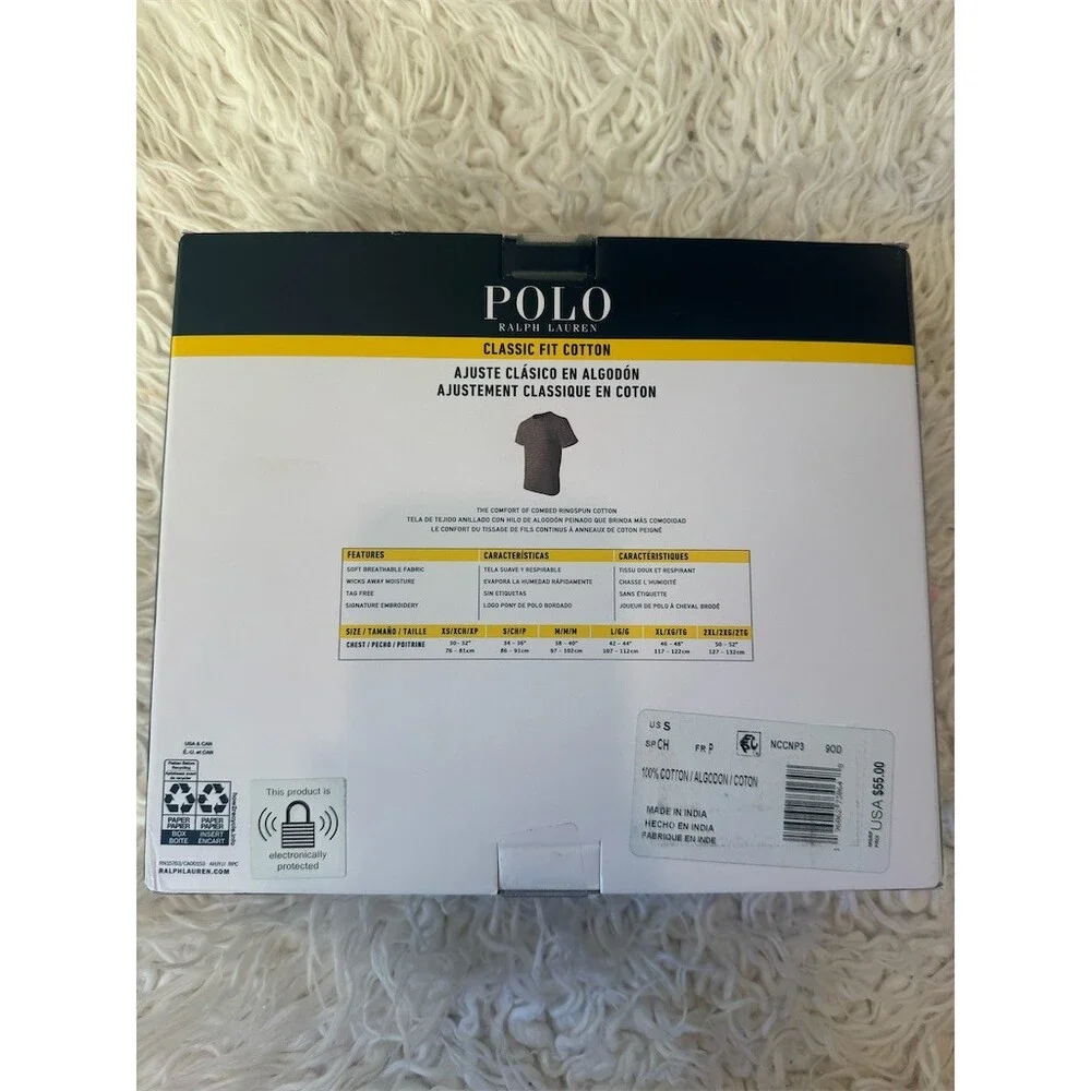 Polo Ralph Lauren Mens Classic Fit Crew Neck Undershirt 3 Pack Size S Black Gray